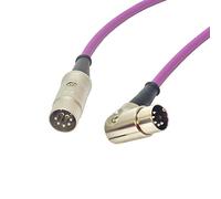 Angled Midi Lead. Pedal Board Cord, Keyboard, Synth, Foot Switch Cable. 5 Pin Din (3m, Purple)