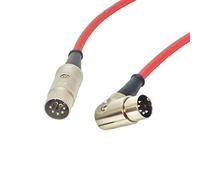 Angled Midi Lead. Pedal Board Cord, Keyboard, Synth, Foot Switch Cable. 5 Pin Din (3m, Red)