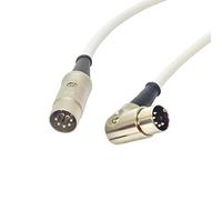 Angled Midi Lead. Pedal Board Cord, Keyboard, Synth, Foot Switch Cable. 5 Pin Din (3m, White)