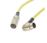 Angled Midi Lead. Pedal Board Cord, Keyboard, Synth, Foot Switch Cable. 5 Pin Din (3m, Yellow)