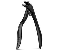 Angled Nail Clippers - Long Handled Toenail Clippers with Wide Jaw Opening & Anti-Splash Guard for Thick Nails, Stainless Steel with Safety Lock (Black) ;1 ;1