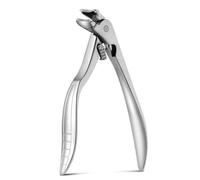 Angled Nail Clippers - Long Handled Toenail Clippers with Wide Jaw Opening & Anti-Splash Guard for Thick Nails, Stainless Steel with Safety Lock (Silver)