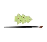 Angled Nose Brush Set with Green Sequin Christmas Tree Blending Sponge for -Lasting Makeup Application