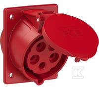Angled panel socket 32A 400V 3P+E+N 87x97mm IP44 425-6