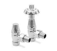 Angled Polished Chrome Curved Top Traditional Thermostatic Valves for Radiators & Towel Rails