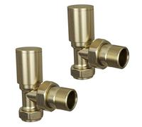 Angled Radiator Valves 15mm Manual Modern Round - Brushed Brass