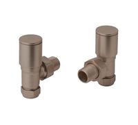 Angled Radiator Valves 15mm Manual Modern Round - Brushed Bronze