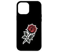 Angled Red Rose Tattoo Style Gothic Rose Aesthetic Case for iPhone 12 Pro Max