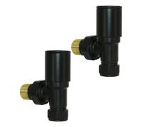 Angled Round Head Black Manual Towel Rail Designer Radiator Valves One Pair
