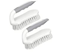 Angled Scrub Brush 2-Pack - 45° Tilted Head Stiff Bristle Cleaning Brushes for Shower, Bathroom, Kitchen, Carpet Hard-to-Reach Areas