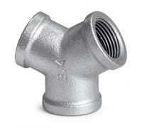Angled Tee Malleable Cast Iron 120 Degree Junction Threaded Fitting Three Way Connector for Garment Racks Creative Storage Shelving Units, Galvanized 120° Tee DN15 (1/2")