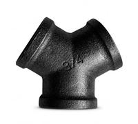 Angled Tee Malleable Cast Iron 120 Degree Junction Threaded Fitting Three Way Connector for Garment Racks Creative Storage Shelving Units, Black 120° Tee DN25 (1")