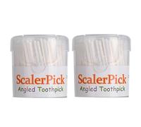 Angled Toothpick Scaler-Like Toothpick White Plastic Household Teeth Cleaning Curved Hook in Colourful Bottle with Upward Small Lip Easy to Use (White Color, 2 Count)
