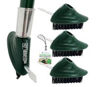 Angled Weed Remover Tool Brush Long Handle with Built-In Weed Scraper Tool, Moss Remover Patio, Metal Bristles for Removing Moss (3 Small Brush Heads Only)