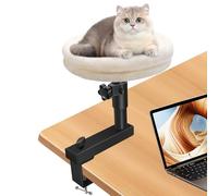 Anglekai Cat Bed Desk, 10-15’’ Adjustable Cat Bed Desk Clamp Mounted Desktop, Rotatable Pet Nest Desktop for Office