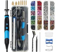AngleKai New-Upgrade Hotfix Rhinestone Applicator Tool, Rapid-Heating Hotfix Rhinestone Setter Bedazzler Kit with Rhinestones for Crafts, 15 Color Rhinestone/ 7 Tips/Tweezers/Pencil/Brush (Blue)