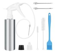 Anglekai Spray Bottle and Marinade Injector, Meat Injector Syringe with Stainless Steel Oil Spray Bottle/Marinade Needles/ 2 Brushes/Hose for Meat BBQ