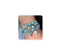ANGLEQUEEN Boho Western Bracelets for Women Trendy Country Concert Outfits Turquoise Beaded Bracelets Cowboy Chic Cowgirl Jewelry Fashion Accessories, 5.5 UK, Wood, No Gemstone