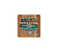 ANGLEQUEEN Boho Western Bracelets for Women Trendy Country Concert Outfits Turquoise Beaded Bracelets Cowboy Chic Cowgirl Jewelry Fashion Accessories, 5.5 UK, Wood, No Gemstone