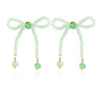 ANGLEQUEEN Bow Earrings for Women Beaded Bow Stud Dangle Earring Long Pearl Tassel Ribbon Earrings Bridals Bridesmaid Accessories Bridal Bridesmaid Earring Christmas Gifts for Women 2025, L, Metal, No