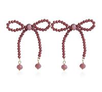 ANGLEQUEEN Bow Earrings for Women Beaded Bow Stud Dangle Earring Long Pearl Tassel Ribbon Earrings Bridals Bridesmaid Accessories Bridal Bridesmaid Earring Christmas Gifts for Women 2025, L, Metal, No