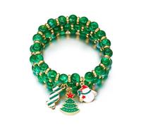 ANGLEQUEEN Christmas Bracelets for Women Stackable Xmas Beaded Stretch Bracelet Acrylic Santa Christmas Tree Snowflake Snowman Candy Bracelet Xmas Ornament Bracelets Stocking Stuffers Gift 2025, L