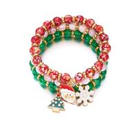 ANGLEQUEEN Christmas Bracelets for Women Stackable Xmas Beaded Stretch Bracelet Acrylic Santa Christmas Tree Snowflake Snowman Candy Bracelet Xmas Ornament Bracelets Stocking Stuffers Gift 2025, L