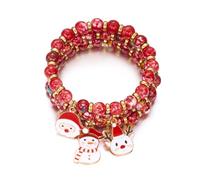 ANGLEQUEEN Christmas Bracelets for Women Stackable Xmas Beaded Stretch Bracelet Acrylic Santa Christmas Tree Snowflake Snowman Candy Bracelet Xmas Ornament Bracelets Stocking Stuffers Gift 2025, L