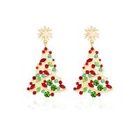 ANGLEQUEEN Christmas Earrings for Women Sparkling Rhinestone Christmas Tree Dangle Earrings Xmas Pearl Bow Jingle Bell Earring Xmas Holiday Earring Jewelry Stocking Stuffers New Year Gift 2025, L