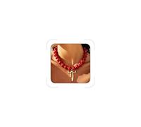 ANGLEQUEEN Chunky Beaded Necklaces for Women, Resin Statement Boho Choker Necklaces, Dopamine Summer Beach Jewelry Accessories, Middle, Resin, No Gemstone