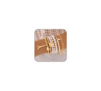 ANGLEQUEEN Chunky Gold Bracelets for Women Beaded Pearl Bracelet Stackable Bangle Cuff Statement Bracelet Set Layered Link Chain Bracelets Set Fashion Jewelry Gift for Women, L, alloy, No Gemstone