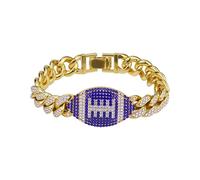 ANGLEQUEEN Football Bracelets for Women Football Game Day Dad Mom Bracelets Trendy Rhinestone Rugby Bracelet Vintage Sports Lover Bracelet Gameday Jewelry for Women, 5.5 UK, Alloy Steel, no gemstone
