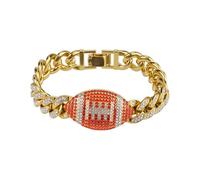 ANGLEQUEEN Football Bracelets for Women Football Game Day Dad Mom Bracelets Trendy Rhinestone Rugby Bracelet Vintage Sports Lover Bracelet Gameday Jewelry for Women, 5.5 UK, Alloy Steel, no gemstone