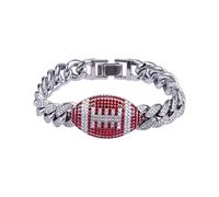 ANGLEQUEEN Football Bracelets for Women Football Game Day Dad Mom Bracelets Trendy Rhinestone Rugby Bracelet Vintage Sports Lover Bracelet Gameday Jewelry for Women, 5.5 UK, Alloy Steel, no gemstone