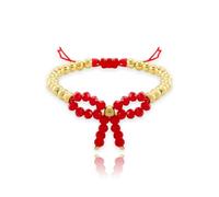 ANGLEQUEEN Gold Bow Bracelets for Women Adjustable Gold Bow Beaded Bracelets Chunky Bow Pearl Bracelet Bohemian Jewelry, Adjustable, CCB, no gemstone
