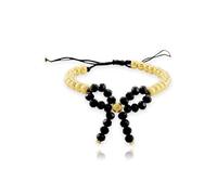 ANGLEQUEEN Gold Bow Bracelets for Women Adjustable Gold Bow Beaded Bracelets Chunky Bow Pearl Bracelet Bohemian Jewelry, Adjustable, CCB, no gemstone