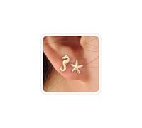 ANGLEQUEEN Gold Starfish Shell Earrings for Women Starfish Shell Stud Earring Seahorse Turtle Earring Summer Hawaiian Ocean Mermaid Jewelry Gift for Women, Alloy Steel, No Gemstone