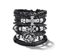 ANGLEQUEEN Goth Bracelet Emo Accessories Y2k Grunge Jewelry Punk Black Studded Bracelets Gothic Halloween Pirate Bracelet for Men Christmas Jewelry Gifts for Women, M, Leather, no gemstone