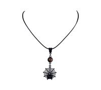 ANGLEQUEEN Gothic Moon Necklaces for Women Punk Spider Moon Pendent Necklaces Vampire Crystal Necklace Halloween Witch Necklace Halloween Jewelry Costume Emo Accessories, L, Metal, No Gemstone