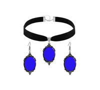 ANGLEQUEEN Gothic Velvet Choker Necklace Earrings for Women Crystal Glass Cameo Dangle Earrings Black Choker Necklaces Halloween Punk Vampire Jewelry Set for Women Halloween Prom Costumes Accessories
