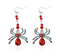 ANGLEQUEEN Halloween Spider Earrings for Women Crystal Zirconia Spider Dangle Earrings Halloween Drop Earrings Christian Festival Costume Jewelry Accessories, L, Metal, No Gemstone
