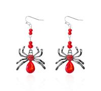 ANGLEQUEEN Halloween Spider Earrings for Women Crystal Zirconia Spider Dangle Earrings Halloween Drop Earrings Christian Festival Costume Jewelry Accessories, L, Metal, No Gemstone