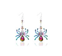 ANGLEQUEEN Halloween Spider Earrings for Women Crystal Zirconia Spider Dangle Earrings Halloween Drop Earrings Christian Festival Costume Jewelry Accessories, L, Metal, No Gemstone