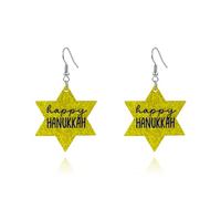 ANGLEQUEEN Hanukkah Acrylic Earrings Chanukah Menorah Gnome Star of David Drop Dangle Earrings Lightweight Glitter Hook Earrings Jewish Holiday Happy Hanukkah Jewelry for Women, Large, Acrylic, No