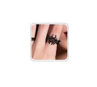 ANGLEQUEEN Punk Spider Rings for Women Silver Black Spider Web Bat Knuckle Rings Gothic Vintage Dark Crystal Rings Red Heart Gemstone Statement Rings, Copper, No Gemstone