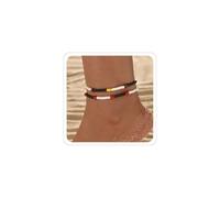 ANGLEQUEEN Summer Beaded Ankle Bracelets for Women Boho Beach Elastic Colorful Beaded Ankle Bracelets Minimalism Summer Vacation Conch Beaded Ankle Small Bead Foot Jewelry, Adjustable, Stone, no