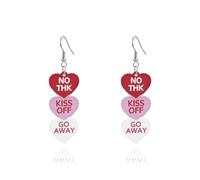 ANGLEQUEEN Valentines Day Earrings for Women Love Heart Cowboy Message Printed Dangle Earrings Red Pink Acrylic Heart Earrings Valentine's Day Party Jewelry, L, Acrylic, No Gemstone