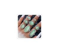 ANGLEQUEEN Western Turquoise Ring Set for Women Vintage Turquoise Rings Country Concert Outfits Boho Jewelry Bohemian Cowboy Cowgirl Accessorie, Alloy Steel, No Gemstone