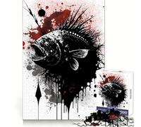 Angler Fish Ink Painting 1000 Piece Puzzle For Adults Cognitive Skill Casual Relaxation Solid Lock Chic Xmas Gift (38x52cm)