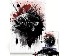 Angler Fish Ink Painting Jigsaw Puzzles 1000 Piece for Teenagers Brain Teasing Quiet Fun Smooth Edges Birthday Gift (50x75cm)